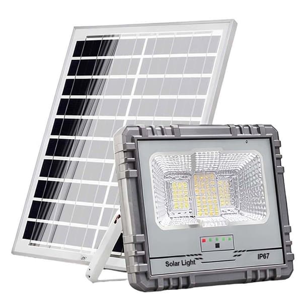 LED-solarprojektor 10W IP67 med 10000mAh batteri och 12W panel grå Grå