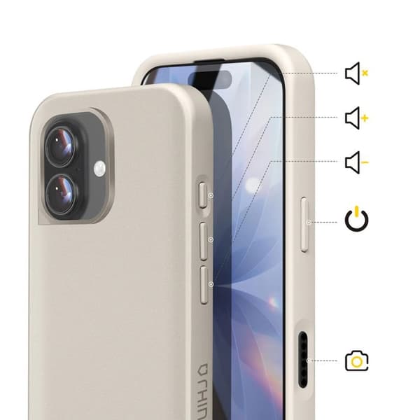 "Cover til iPhone 17 Model SolidX Stødabsorberende 3.5 m certificeret MIL-STD 810G Rhinoshield Beige" beige