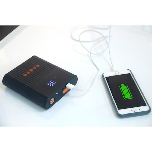 4smarts PitStop externt batteri 8800mAh bilbatteriförstärkare Inbyggd luftkompressor och LED-ljus - svart Svart