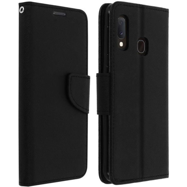 Samsung Galaxy A20e Cover - AVIZAR - Kortholderetui - Video Stativ - Sort Svart