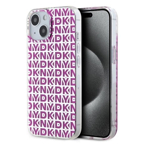 IPhone 15 Pehmeä Ylellinen DKNY Kuosisuoja Roosa Rosa