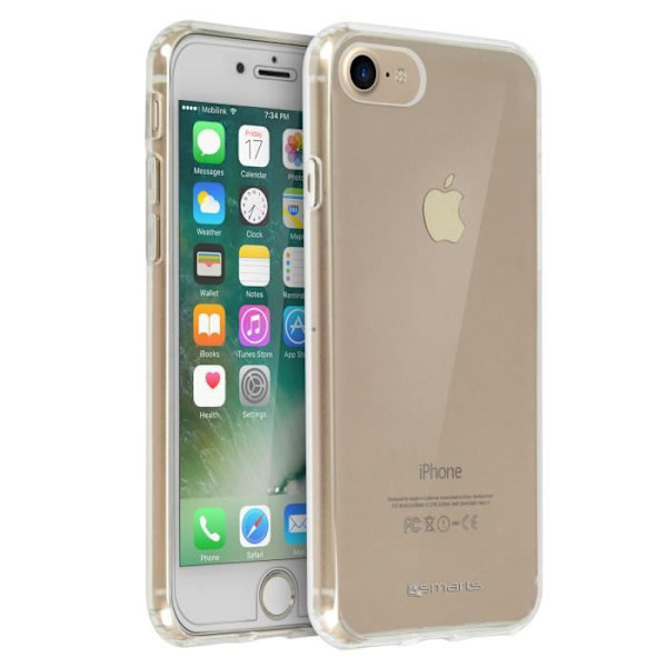Suojakotelo - 4SMARTS - iPhone 7 ja 8 - Geeli silikoni - Karkaistu lasi - Läpinäkyvä Transparent