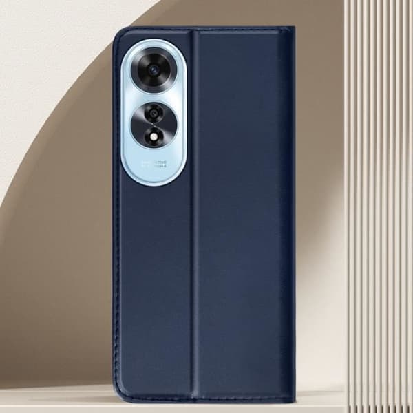 Smartphonefodral - Oppo - A60 - Magnetisk - Veganläder - Videostöd Blå