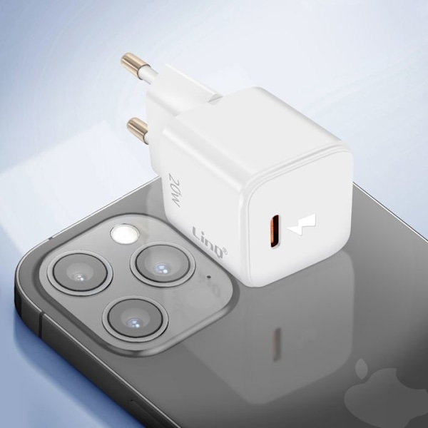 USB-C Power Delivery 20W Oplader Effektiv Kompakt LinQ Hvid Vit