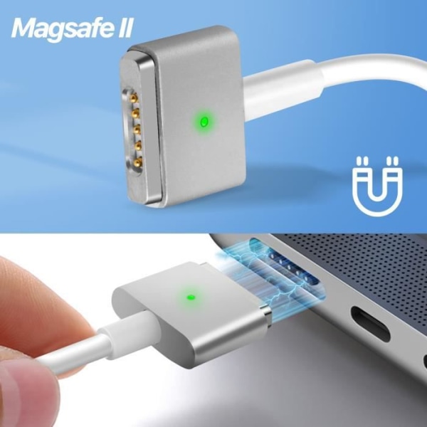 Macbook-oplader Magsafe 2 Magnetisk Hurtigopladning 45W Hvid LED-indikator