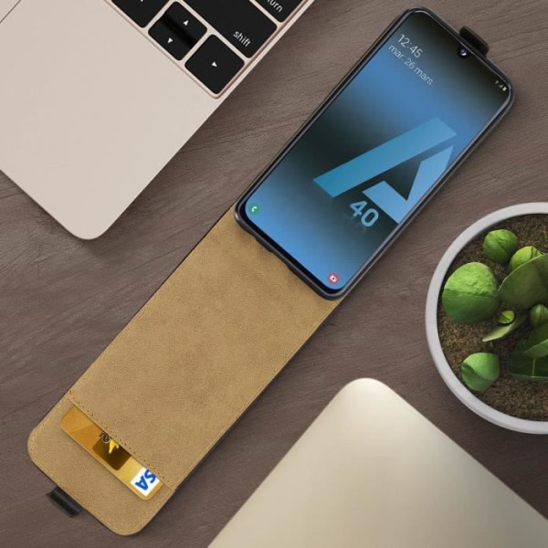 Fodral för Samsung Galaxy A40 Smooth Effect Vertikal Flip-korthållare Svart