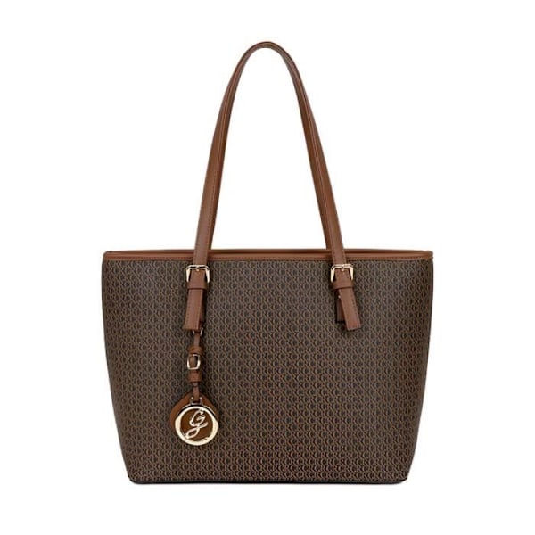 Handbag Tote til Kvinder Print Gallantry Brun kastanj