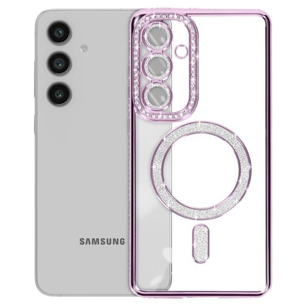 Coque Diamant pour Samsung Galaxy S24 FE MagSafe Contour Strass Violet Lila
