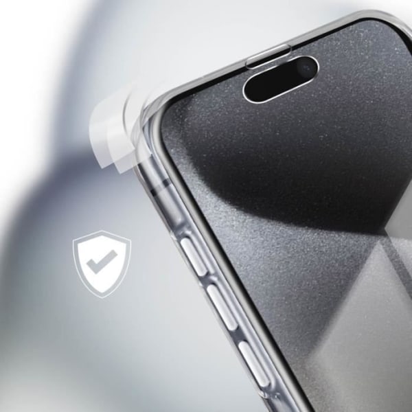 Komplet etui til iPhone 15 Pro, hård bagside og blød front gennemsigtig Transparent