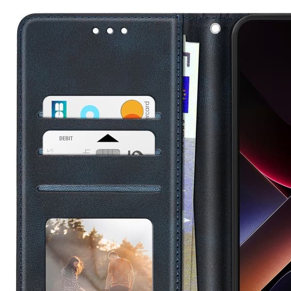 Smartphone-etui - Xiaomi - Poco X7 Pro - Kunstlæder - Mørkeblå - Videounderstøttelse Blå
