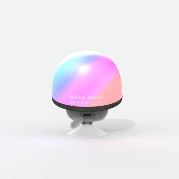 Bærbar højttaler - MOB - Mega Mush Sort - Bluetooth 5.0 - Lysende svampehøjttaler - USB genopladelig Sort