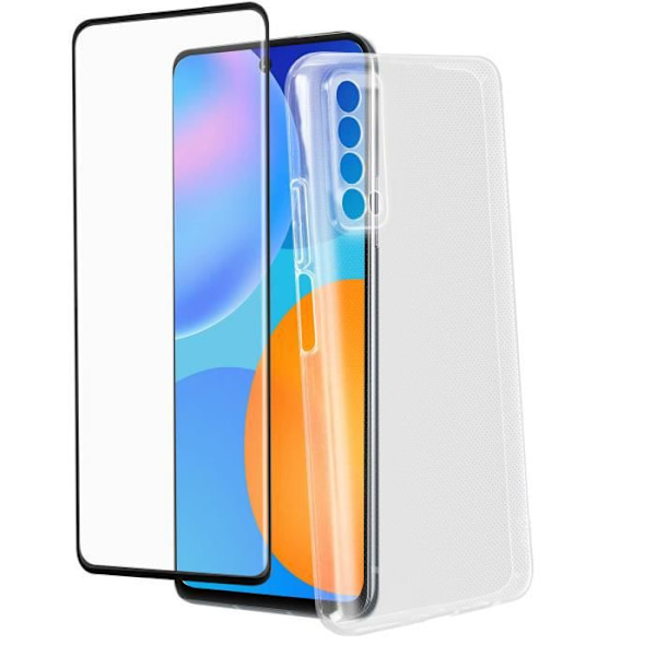 Huawei P smart 2021 Soft Case ja 9H Hardness Tempered Glass Film musta