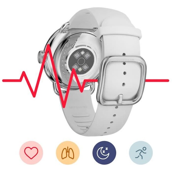 Connected Watch 38mm Health Monitoring Vattentät autonomi 30 dagar ScanWatch 2 Withings White Vit