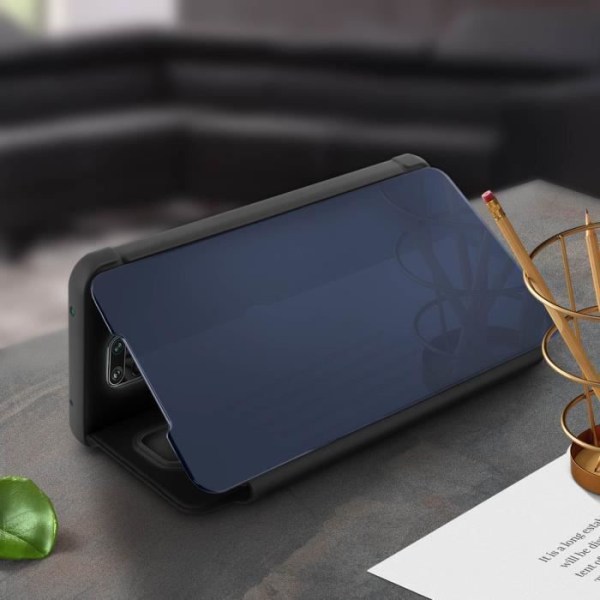 Hus - AVIZAR - Xiaomi Redmi Note 9 Pro/9 Pro Max - Gennemsigtig Klap - Video Støtte - Sort Svart