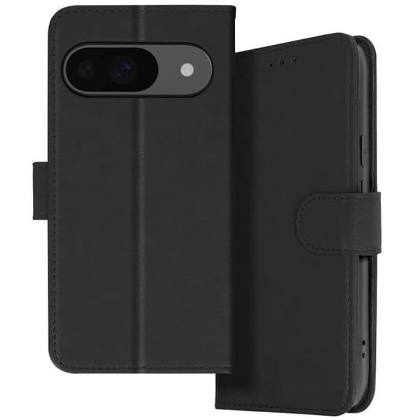 Etui til Google Pixel 9 og 9 Pro - AVIZAR - Wallet Flip og Video Support - Sort Svart