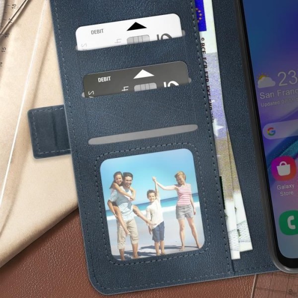 Fodral för Samsung Galaxy A05s korthållare Support Video Vintage Series Blue