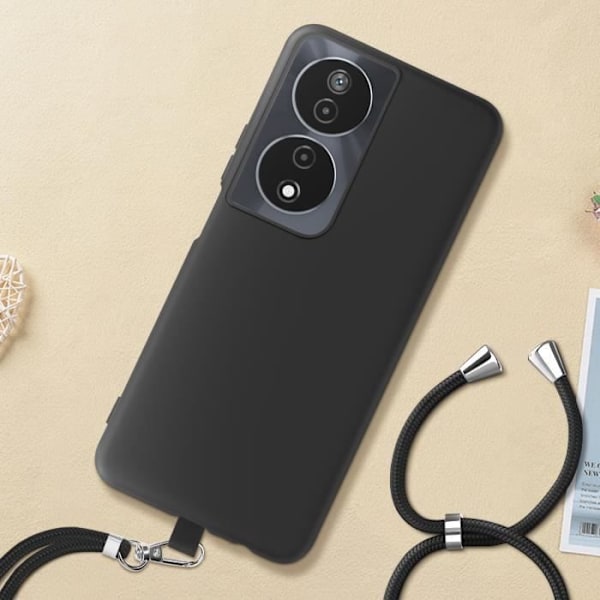 Älypuhelinkotelo - JAYM - Honor 90 Smart - Soft Touch - Irrotettava johto - Musta Svart