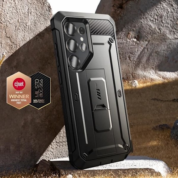 Coque integreret til Samsung S25 Ultra stødabsorberende med kickstand støtte Supcase sort Svart