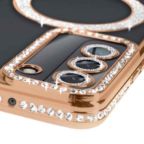 Timanttikotelo Samsung Galaxy S22 MagSafe Contour Rhinestone Gold -puhelimelle Gul