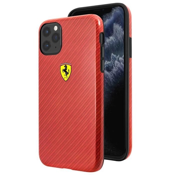 Cover til iPhone 11 Pro Carbon Print Polyurethane QI kompatibel Ferrari Red