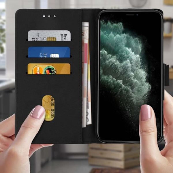 Etui - AVIZAR - iPhone 11 Pro Max - Helhetsfodral - Kortplats - Videostöd - Svart Svart