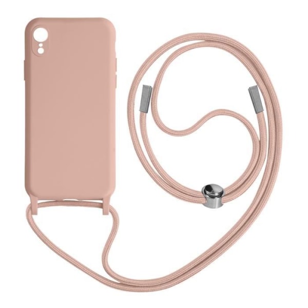 Apple iPhone XR Halvstyvt sladdfodral med halsrem 80cm rosa