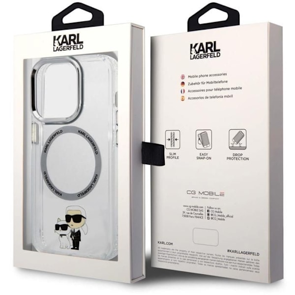 Karl Lagerfeld IML Karl ja Choupette NFT MagSafe Takakansi iPhone 15 Pro Läpinäkyvä