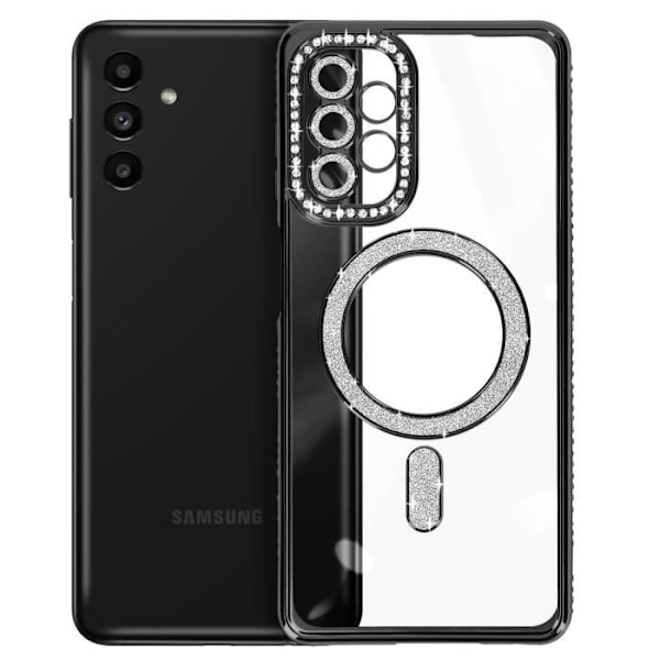Coque - AVIZAR - Diamant - Samsung A13 5G och A04s - MagSafe - Svart Strass - Hård Svart