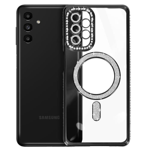 Diamond Case Samsung A13 5G ja A04s MagSafe Contour Rhinestone Black Svart