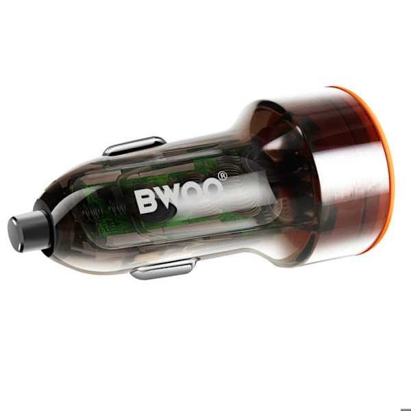 Laddare Bil 38W Dubbel Port USB-C och USB Snabbladdning Kompakt Bwoo Transparent