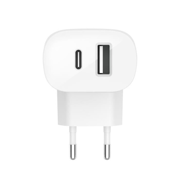 Väggladdare 37W USB-C 3.0 25W + USB 12W Snabbladdning Kompakt Belkin Vit