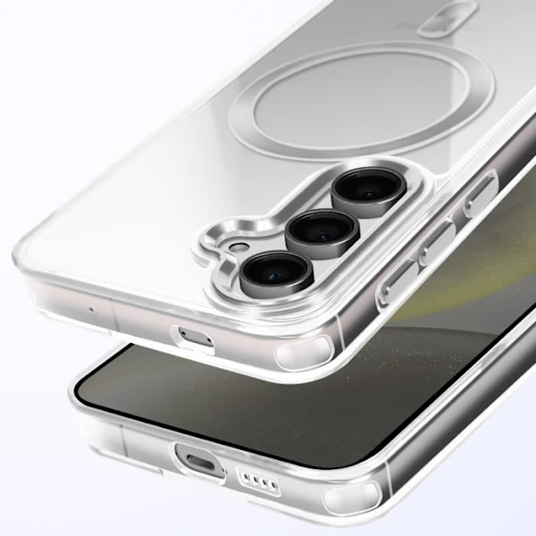 Coque MagSafe för Samsung S24 Plus och S25 Plus Bakre Kristall Färg Silver Grå