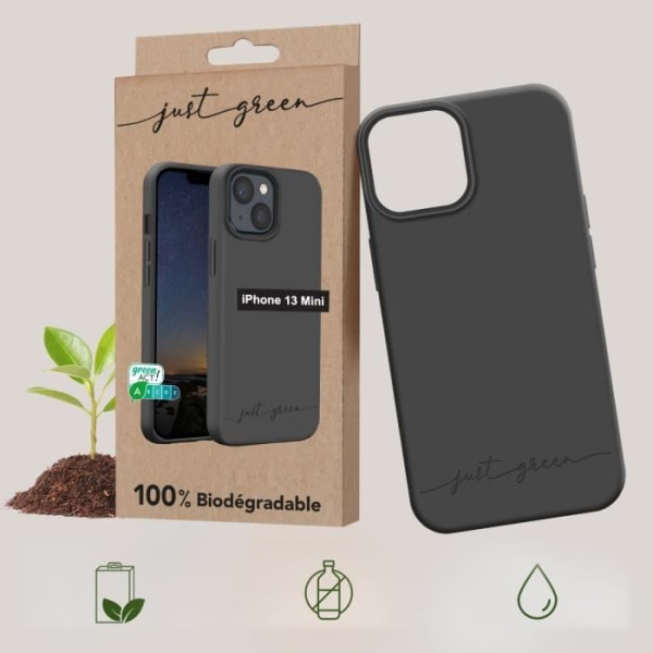iPhone 13 Mini återvinningsbart fodral Just Green Svart Svart