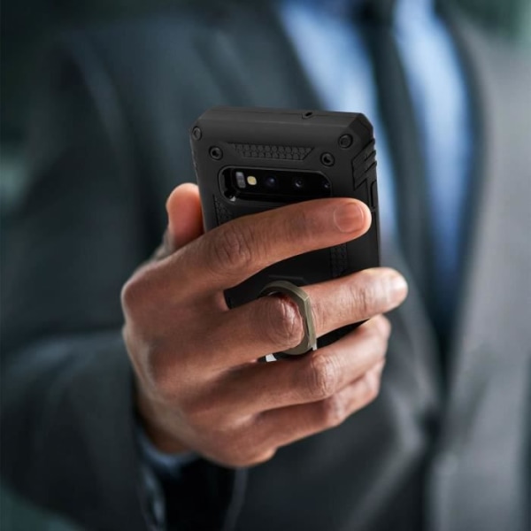 Coque - ADVARSEL - Galaxy S10 - Bi-materialer - Stødabsorberende - Transformérbart videostativ Svart