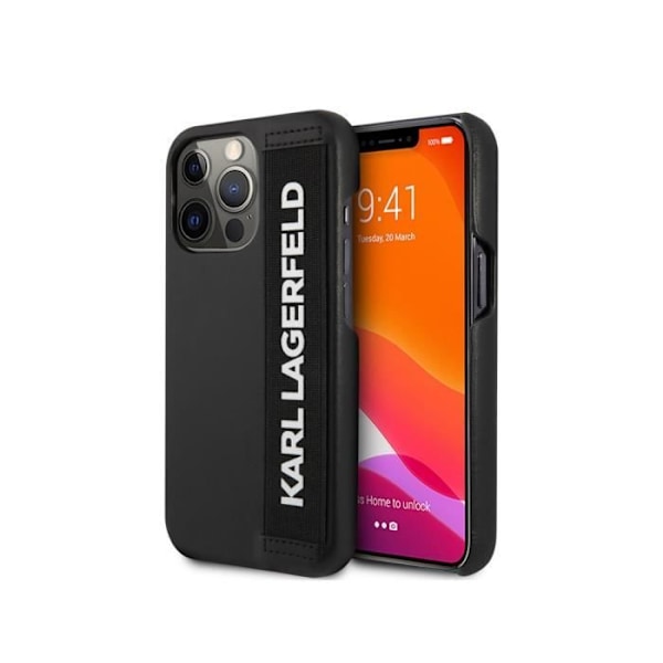 Smartphonefodral - KARL LAGERFELD - iPhone 13 Pro - Svart - Blank - Elastisk ryggrem Svart