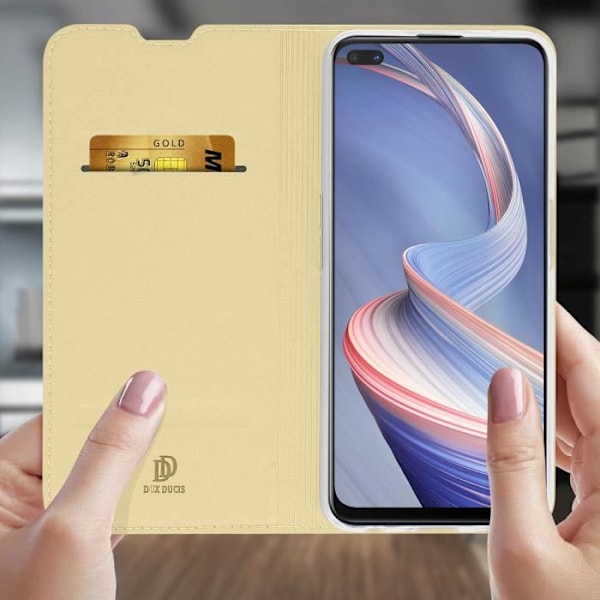 Housse Oppo Reno 4Z - Dux Ducis - Ekok alskinn - Stöd funktion - Kortfack - Magnetisk Gul