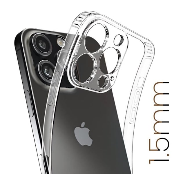 Silikonikotelo iPhone 16 Prolle, paksuus 1,5 mm suojattu kamera läpinäkyvä Transparent