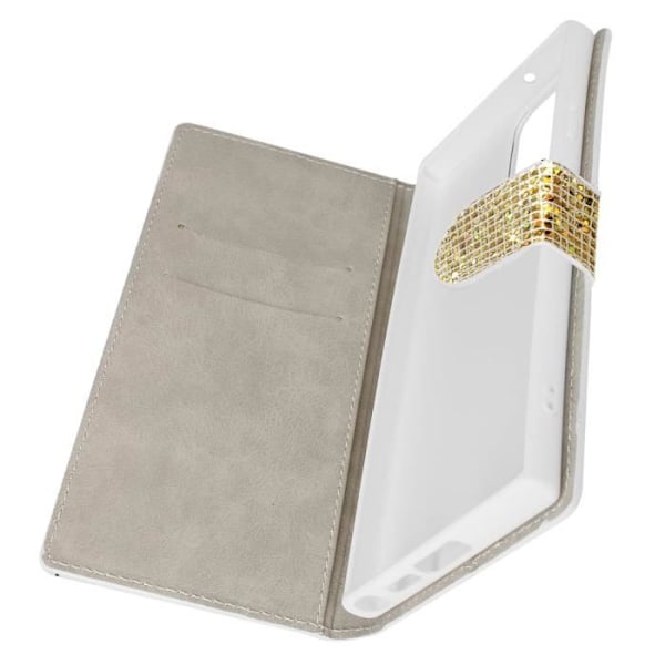 Fodral till Samsung S23 Ultra Glitter Disco Wallet Video Support Guld - AVIZAR - Hårt - Gul Gul