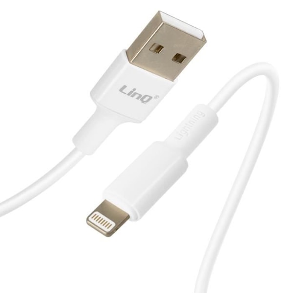 USB-Ceńkri Lightning - LinQ - 3m - Lataus 2.4A - Nopea Synkronointi - Valkoinen Vit