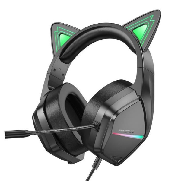 Cat Ear Headset 50 mm trådad mikrofon Borofone Grön