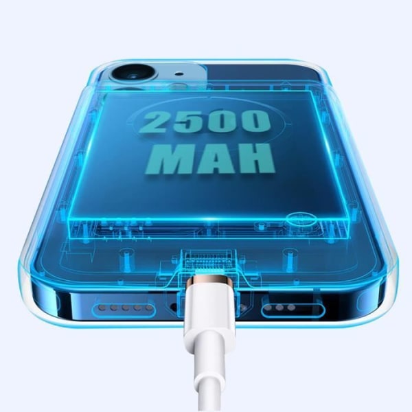 iPhone 12 Mini styvt mjukt fodral med 2500mAh batteri Soft-touch Usams Black