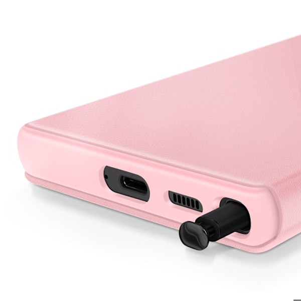 Nahkakotelo Galaxy S22 Ultra Näyttöikkuna Korttipidike Rose Rosa