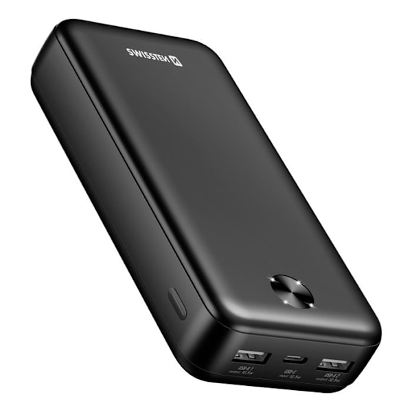 Extern batteri 20000mAh 10.5W med dubbel USB-port LED-indikator Swissten svart Svart