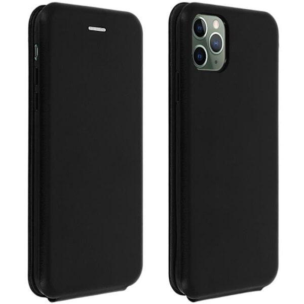 Etui - AVIZAR - iPhone 11 Pro - Ægte læder - Vertikal klapcover - Sort Svart