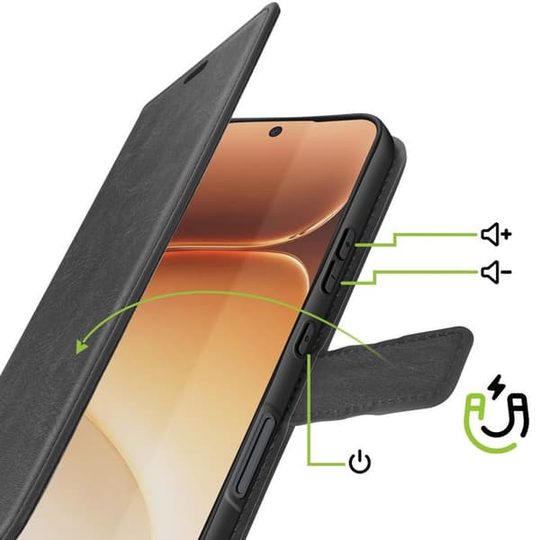Pungetui til Honor 600 / 600 Pro med videostøtte og håndledsrem Mayaxess Sort Svart