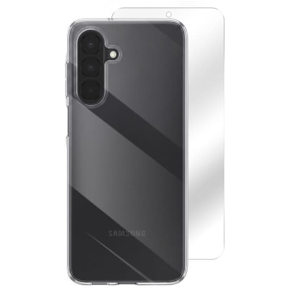 Pack Skydd för Galaxy A27 Silikonfodral och Härdat Glas Stötsäker Transparent Vit