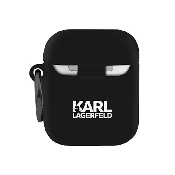 Coque Airpods Silikone Gel Karabiner Design Paris RSG Karl Lagerfeld Sort Svart