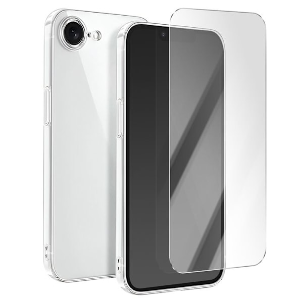 Beskyttelsespakke til iPhone 16e, TPU-softcover og 7H hærdet glas Moxie transparent Vit