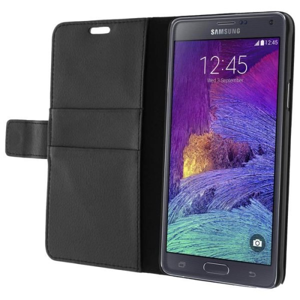 Fodral Etui Folio Plånbok - Avizar - Galaxy Note 4 - Ekologiskt läder - Svart - Stödfunktion Svart