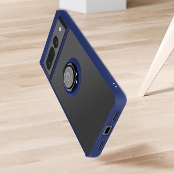 Coque - Google - Pixel 7 Pro - Bi-matière - Metalring - Video Støtte Blå Blå